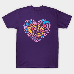 Colorful Heart wit Peace Sign T-Shirt